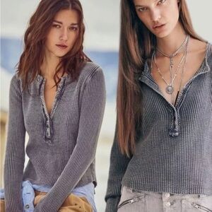 Free people waffle top one colt black/gray